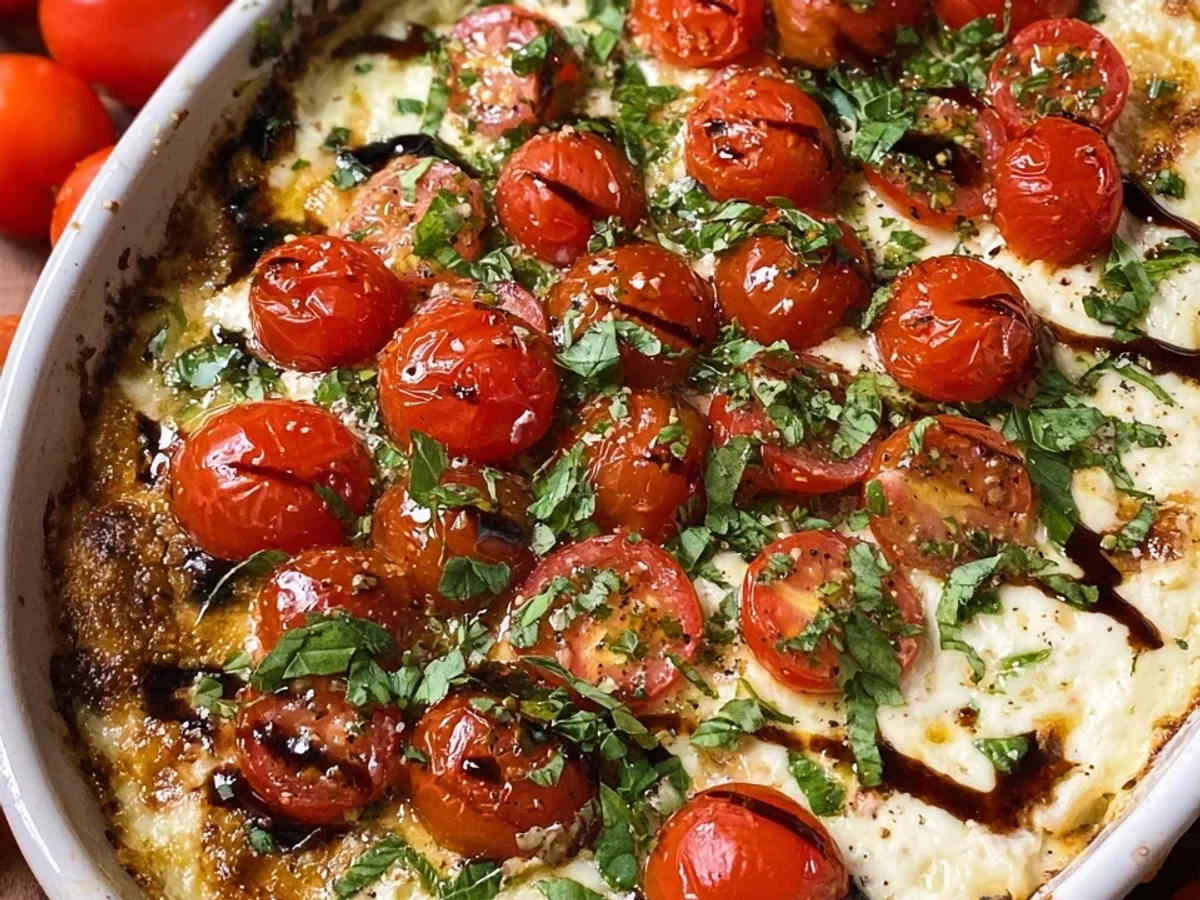 Creamy Cheesy Caprese Dip with Fresh Basil & Tomatoes - Featured Image