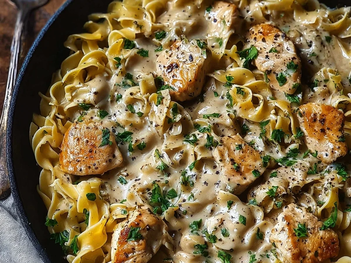 Creamy Garlic Butter Chicken & Noodles Recipe - Featured Image
