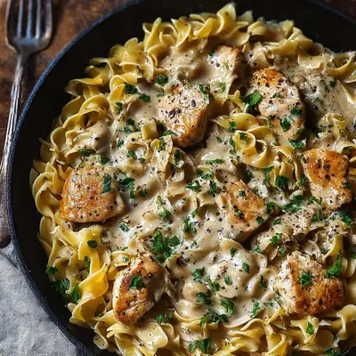 Creamy Garlic Butter Chicken & Noodles Recipe