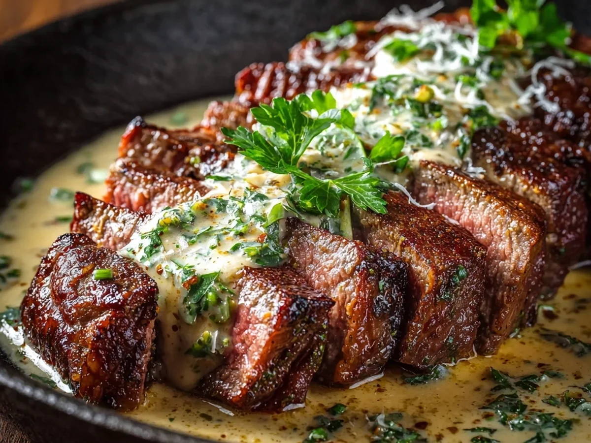 Creamy Garlic Butter Steak with Parmesan Cream Sauce - Featured Image