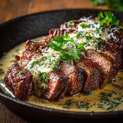 Creamy Garlic Butter Steak with Parmesan Cream Sauce