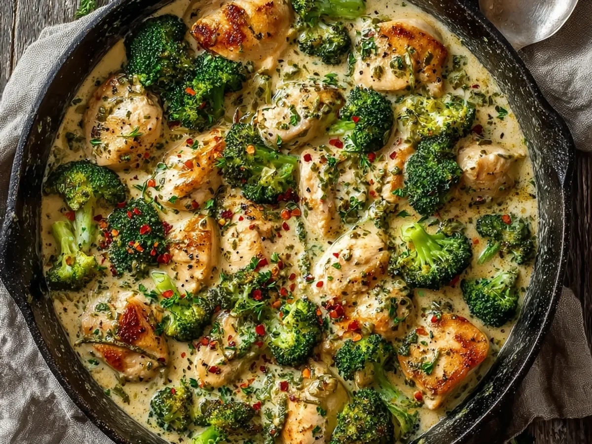 Creamy Garlic Chicken Broccoli Skillet in 30 Minutes - Featured Image