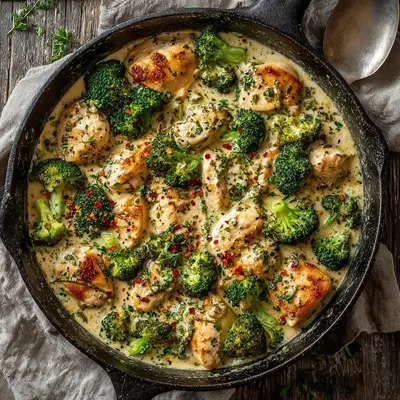 Creamy Garlic Chicken Broccoli Skillet in 30 Minutes