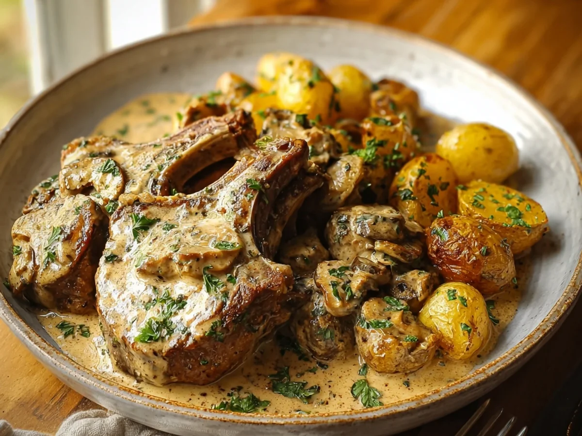 Creamy Garlic Lamb Chops with Potatoes: A Weeknight Treat - Featured Image