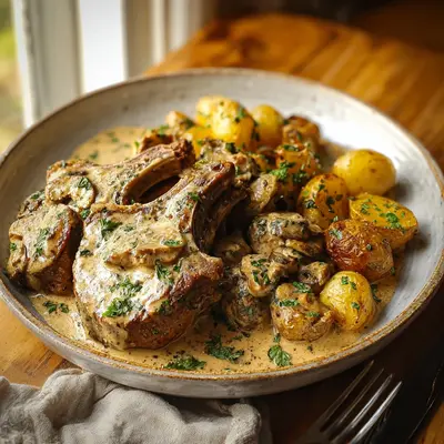 Creamy Garlic Lamb Chops with Potatoes: A Weeknight Treat