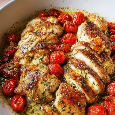Creamy Pesto Chicken & Roasted Tomatoes Dinner