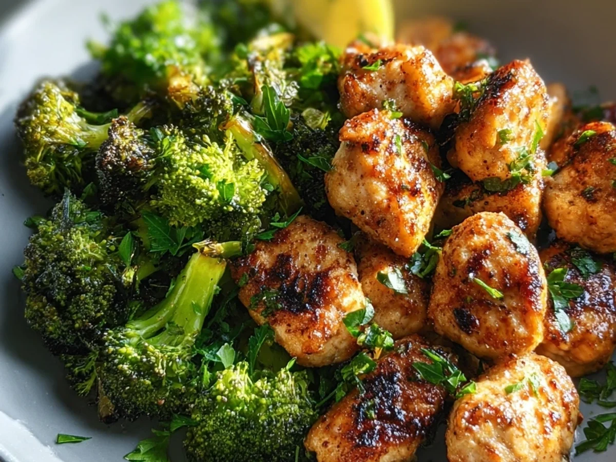 Crispy Air Fryer Chicken Bites & Broccoli Dinner - Featured Image