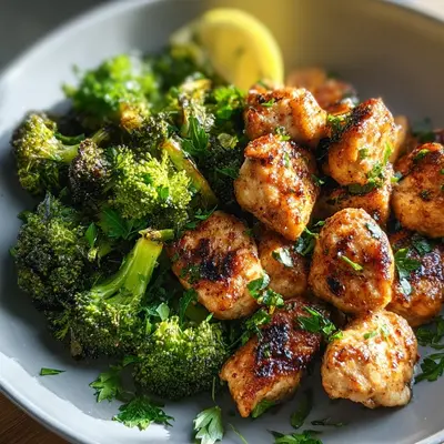 Crispy Air Fryer Chicken Bites & Broccoli Dinner