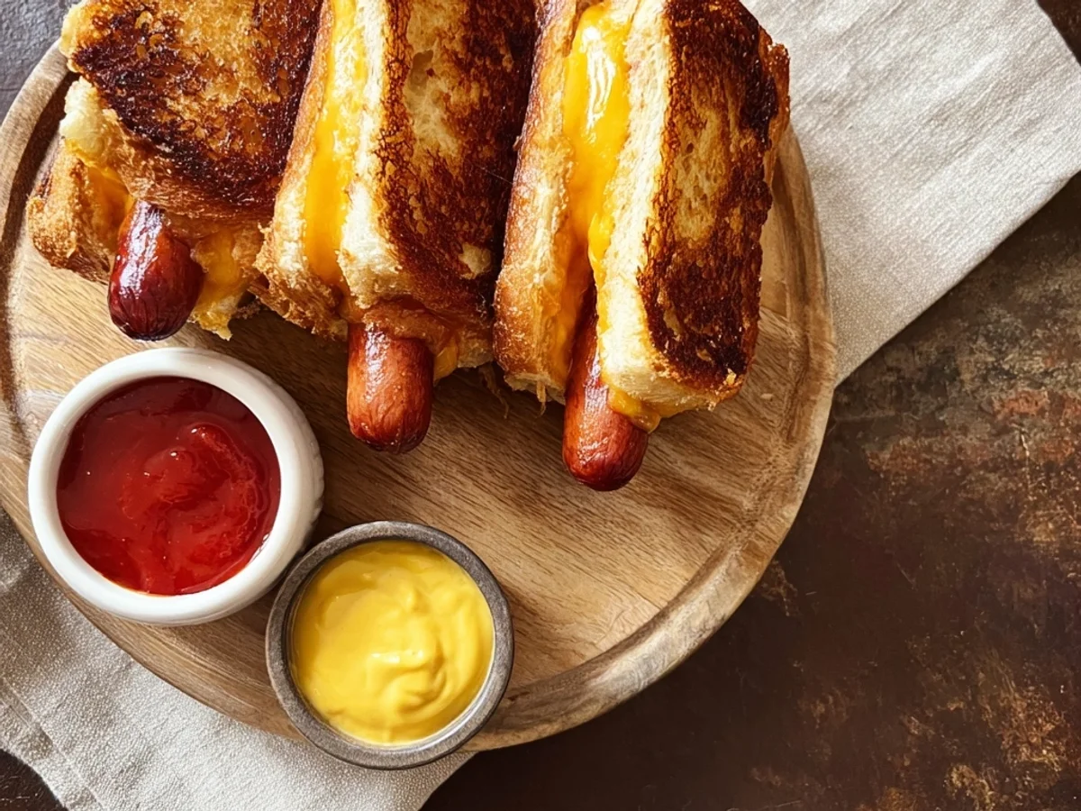 Crispy Air Fryer Grilled Cheese Hot Dogs - Featured Image