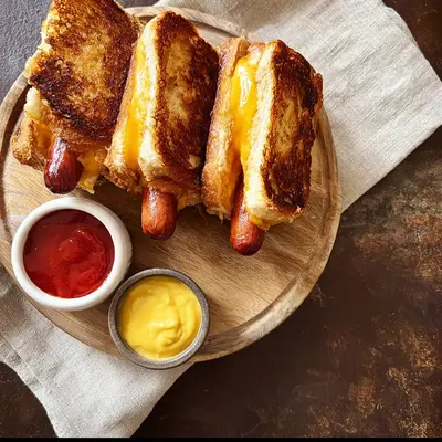 Crispy Air Fryer Grilled Cheese Hot Dogs
