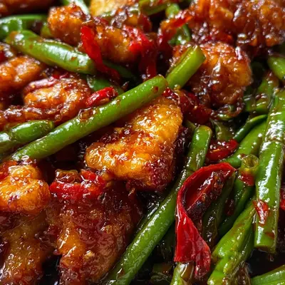 Crispy Sweet Chili Chicken Stir Fry with Green Beans