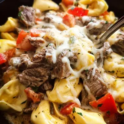 Crock Pot Cheesesteak Tortellini: Easy Slow Cooker Meal
