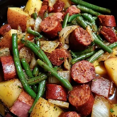 Crockpot Beef Kielbasa & Green Beans Dinner