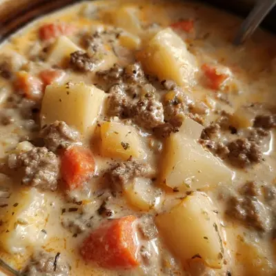 Crockpot Creamy Potato Hamburger Soup