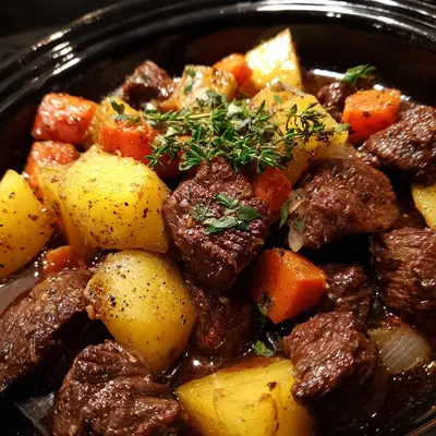 Crockpot Garlic Butter Beef Bites with Potatoes