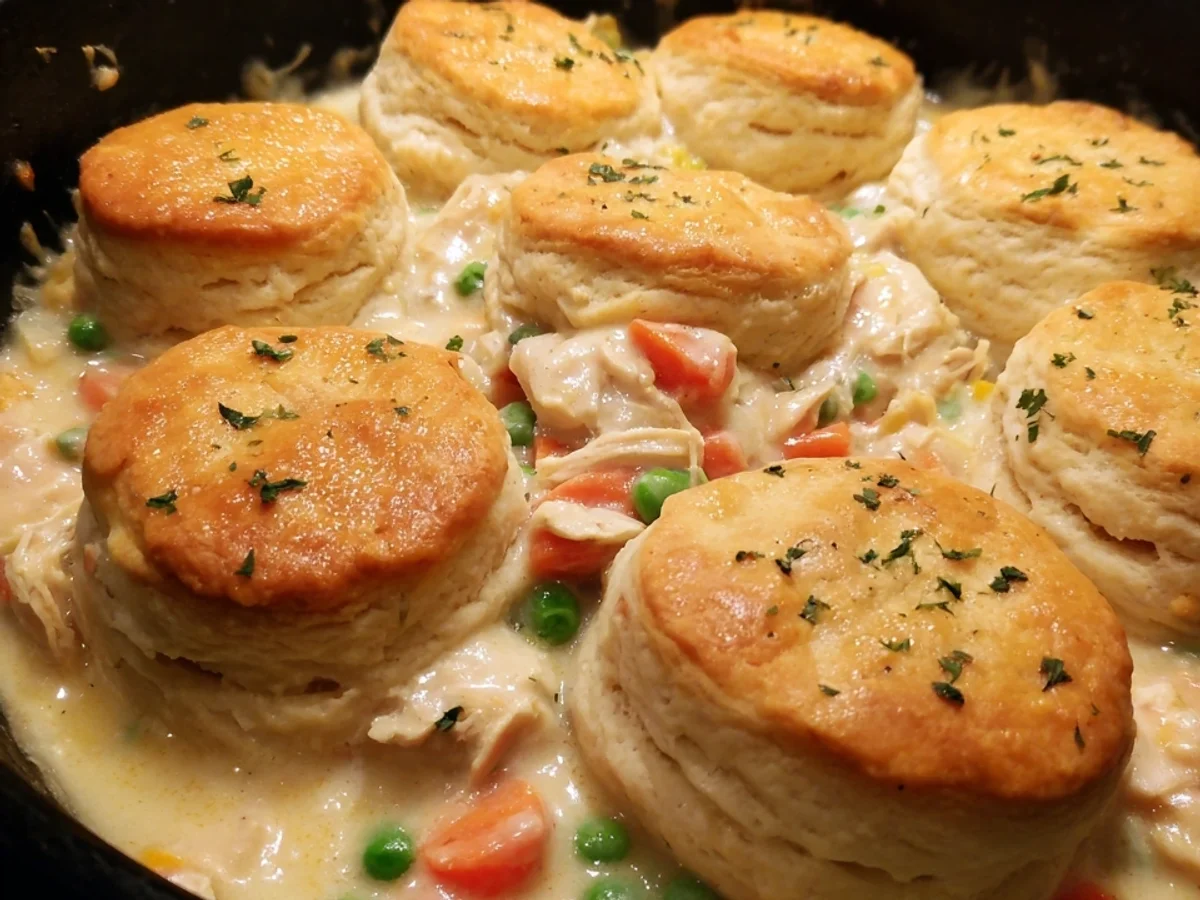 Easy Chicken Pot Pie with Biscuits Recipe - Featured Image