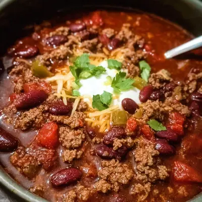 Easy Crockpot Ground Beef Chili with Beans