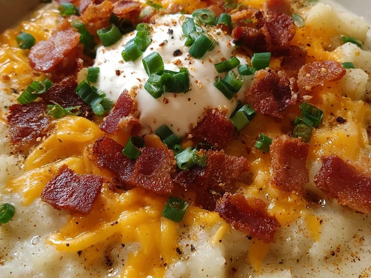 Easy Crockpot Loaded Baked Potato Soup Recipe - Featured Image