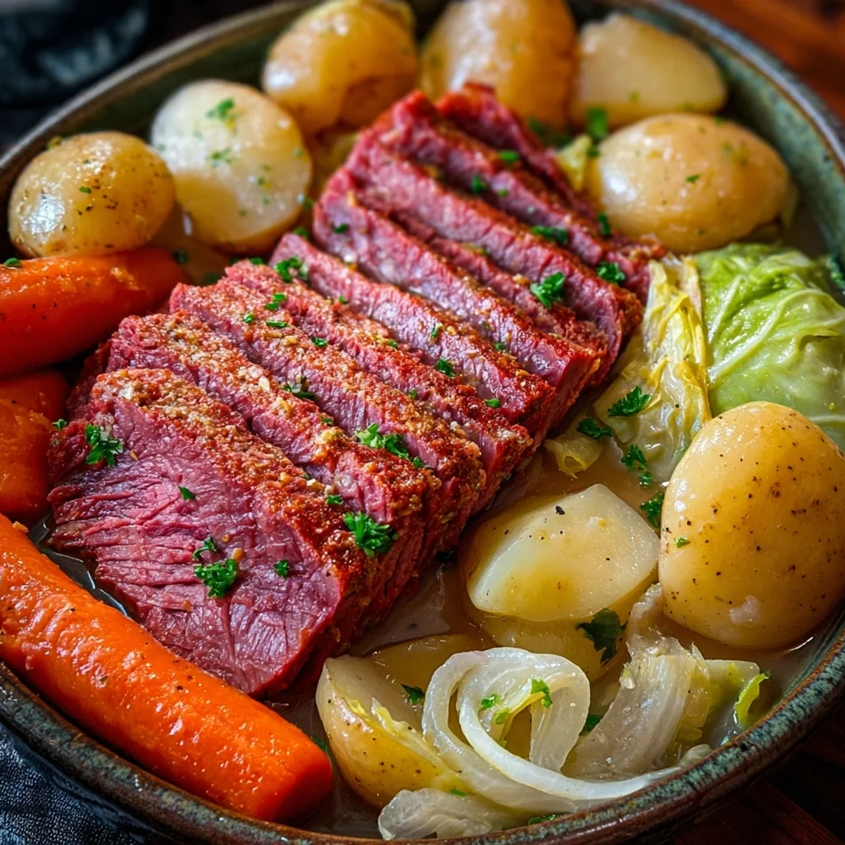 Easy Slow Cooker Corned Beef & Cabbage
