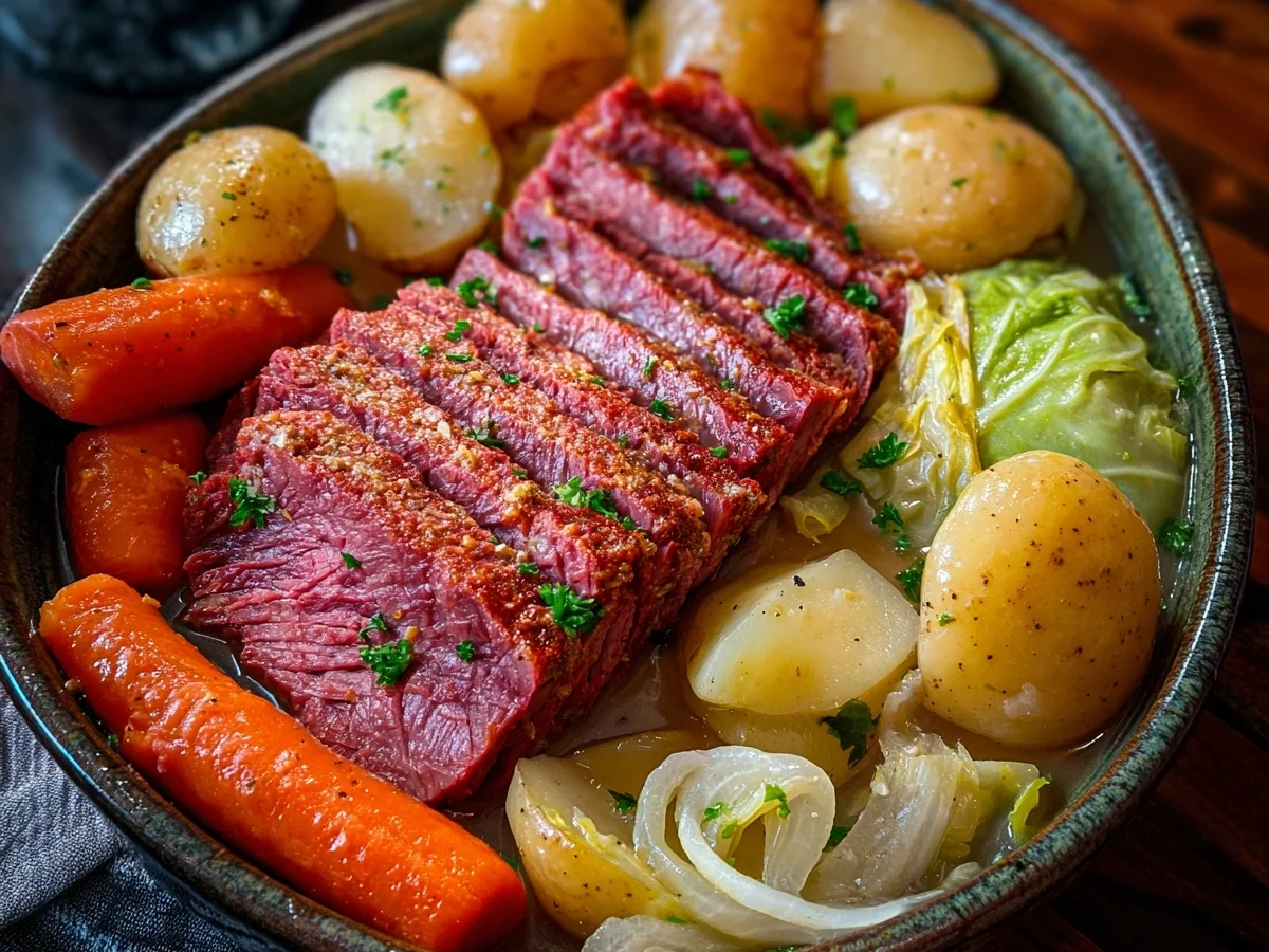 Easy Slow Cooker Corned Beef & Cabbage - Featured Image