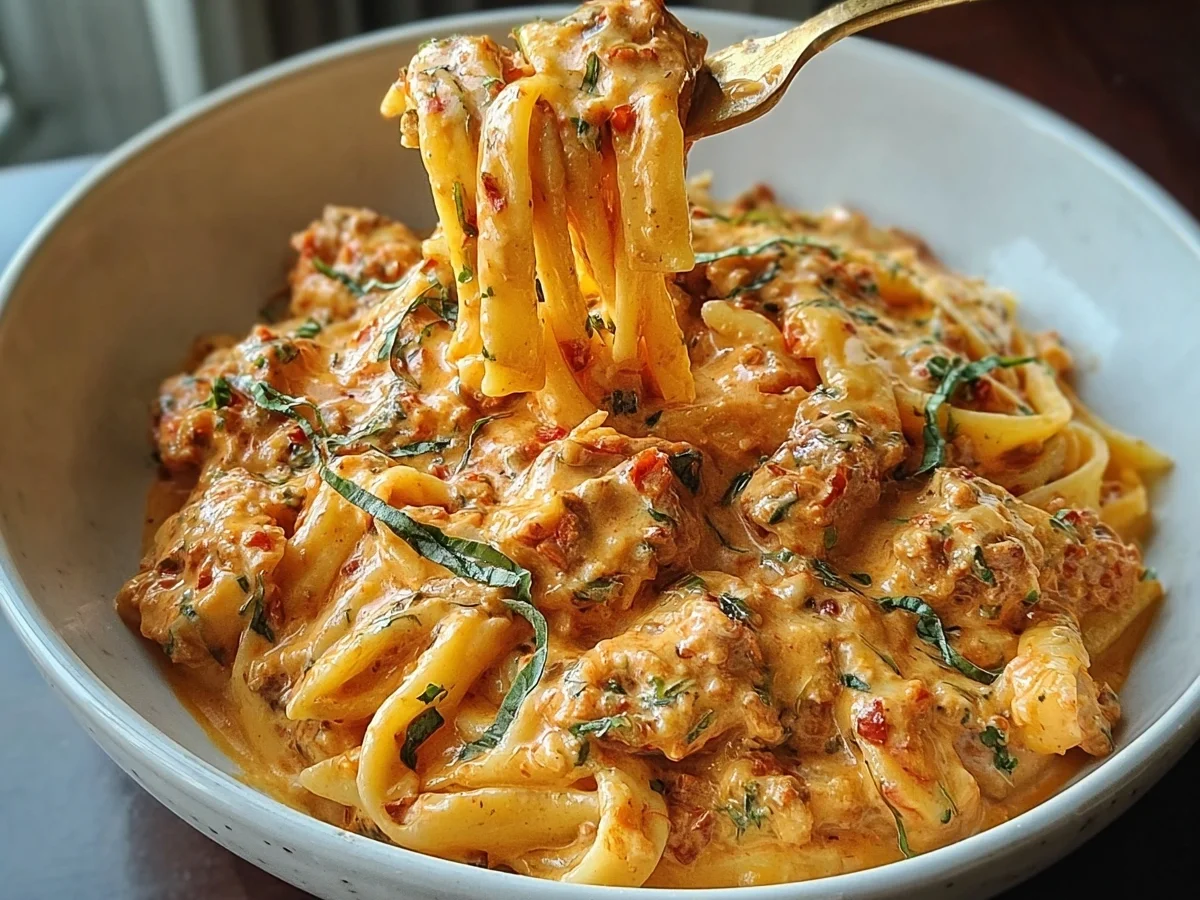 Fast Creamy Tomato Garlic Pasta Dinner - Featured Image