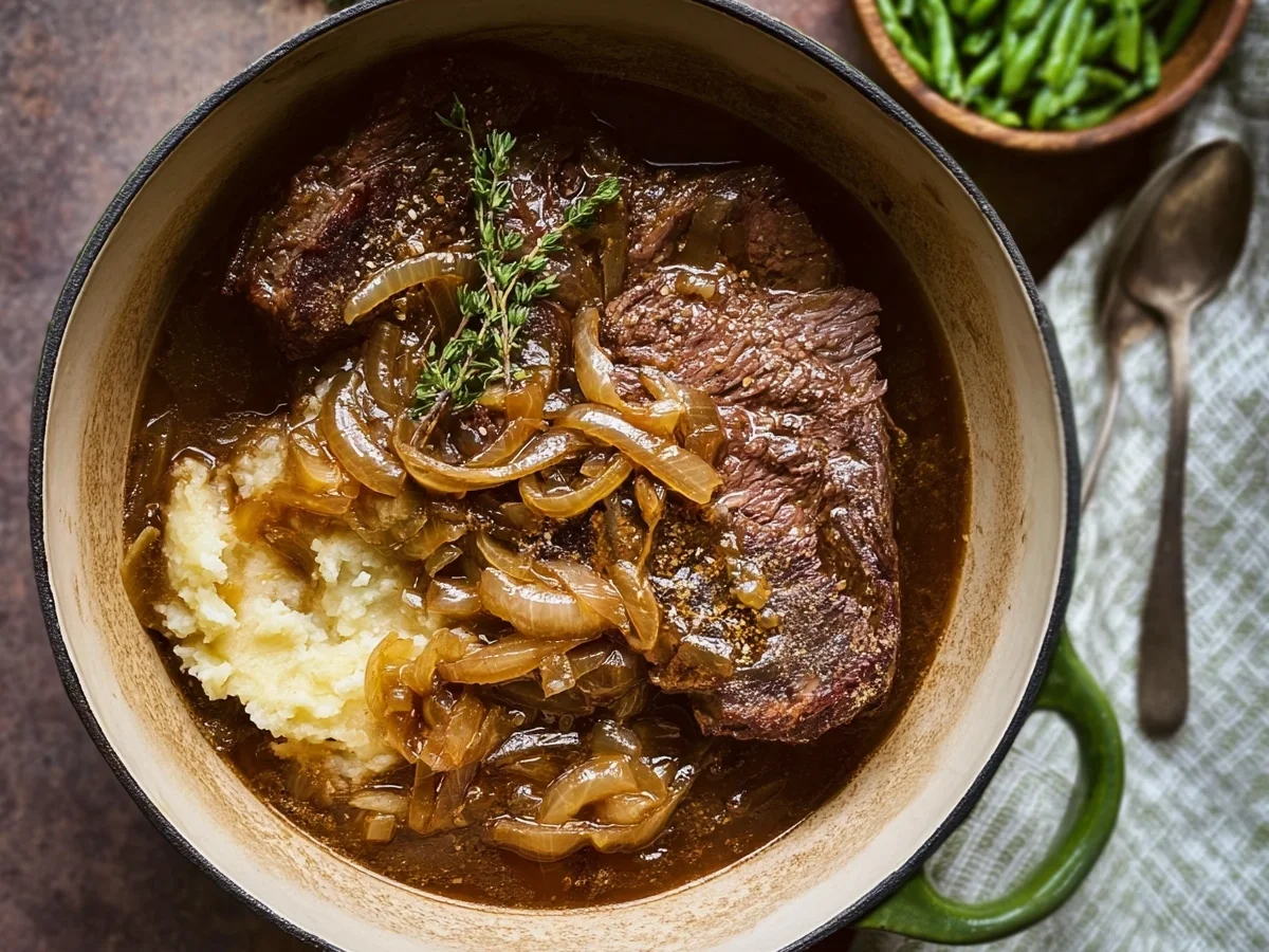French Onion Pot Roast: Slow Cooker & Dutch Oven Recipe - Featured Image