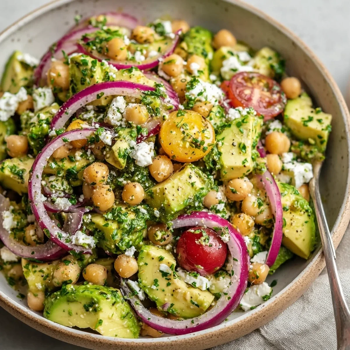 Fresh Chickpea Feta Avocado Salad: Tangy & Creamy
