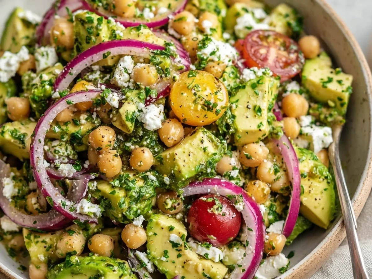 Fresh Chickpea Feta Avocado Salad: Tangy & Creamy - Featured Image