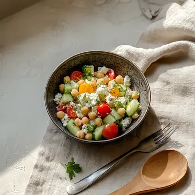 Fresh Cottage Cheese & Chickpeas Salad Recipe