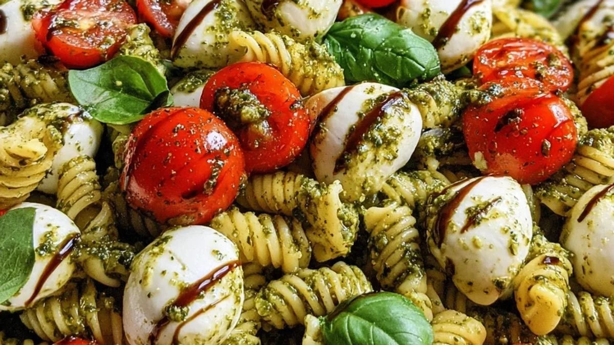 Fresh Pesto Caprese Pasta Salad for Easy Dinners