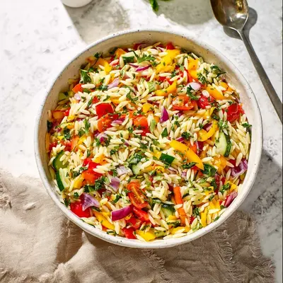 Fresh Rainbow Orzo Salad: A Zesty, Colorful Meal