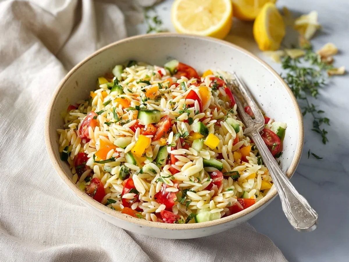 Fresh Rainbow Orzo Salad: A Zesty Summer Bowl - Featured Image