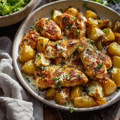 Garlic Parmesan Chicken and Potatoes Sheet Pan Recipe