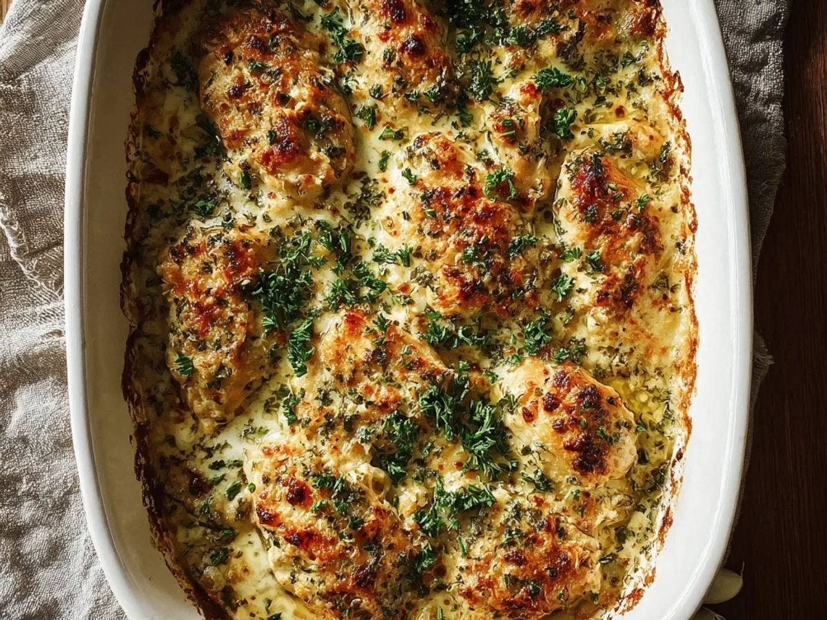 Garlic Parmesan Chicken Bake Easy One-Pan Recipe - Featured Image