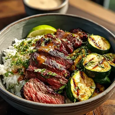 Grilled Steak Bowl with Zucchini & Tangy Chimichurri