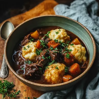 Hearty Beef Stew & Fluffy Dumplings Recipe