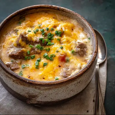Hearty Cheesy Beef Soup: A Warm & Filling Dinner