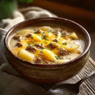 Hearty Cheesy Hamburger Potato Soup for Cold Nights