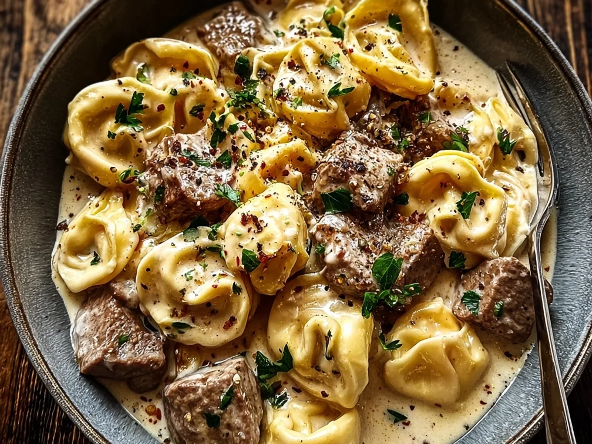 Hearty Cracked Garlic Steak Tortellini Dinner - Featured Image