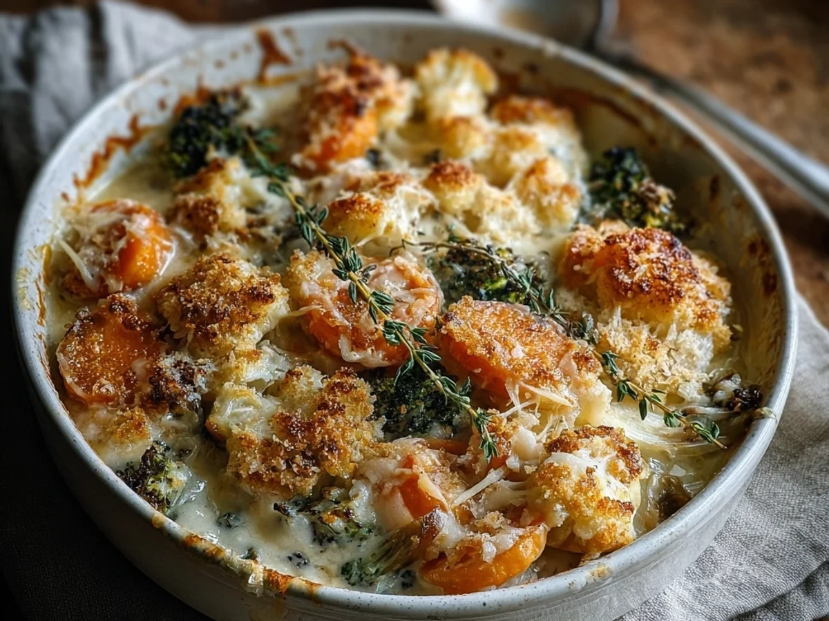 Hearty Creamy Winter Vegetable Bake - Featured Image