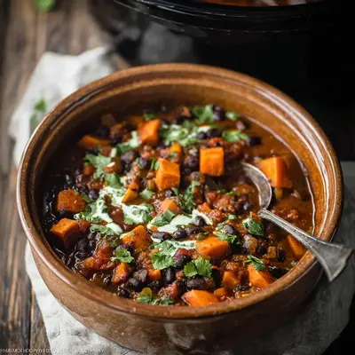 Hearty Crock Pot Sweet Potato Black Bean Chili