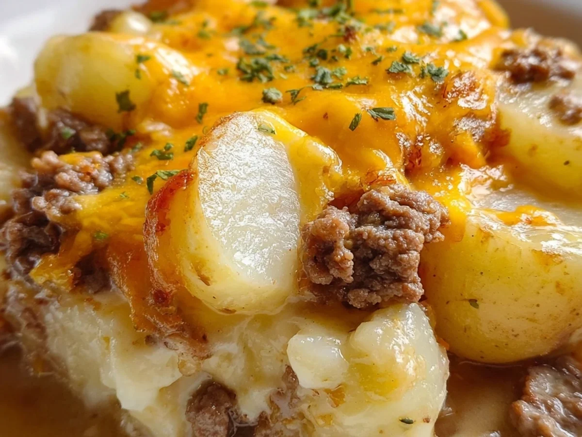 Hearty Crockpot Hamburger Potato Casserole - Featured Image