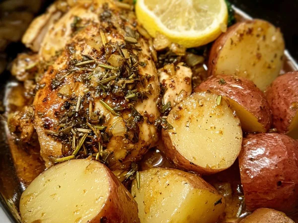 Hearty Crockpot Lemon Chicken and Potatoes Dinner - Featured Image