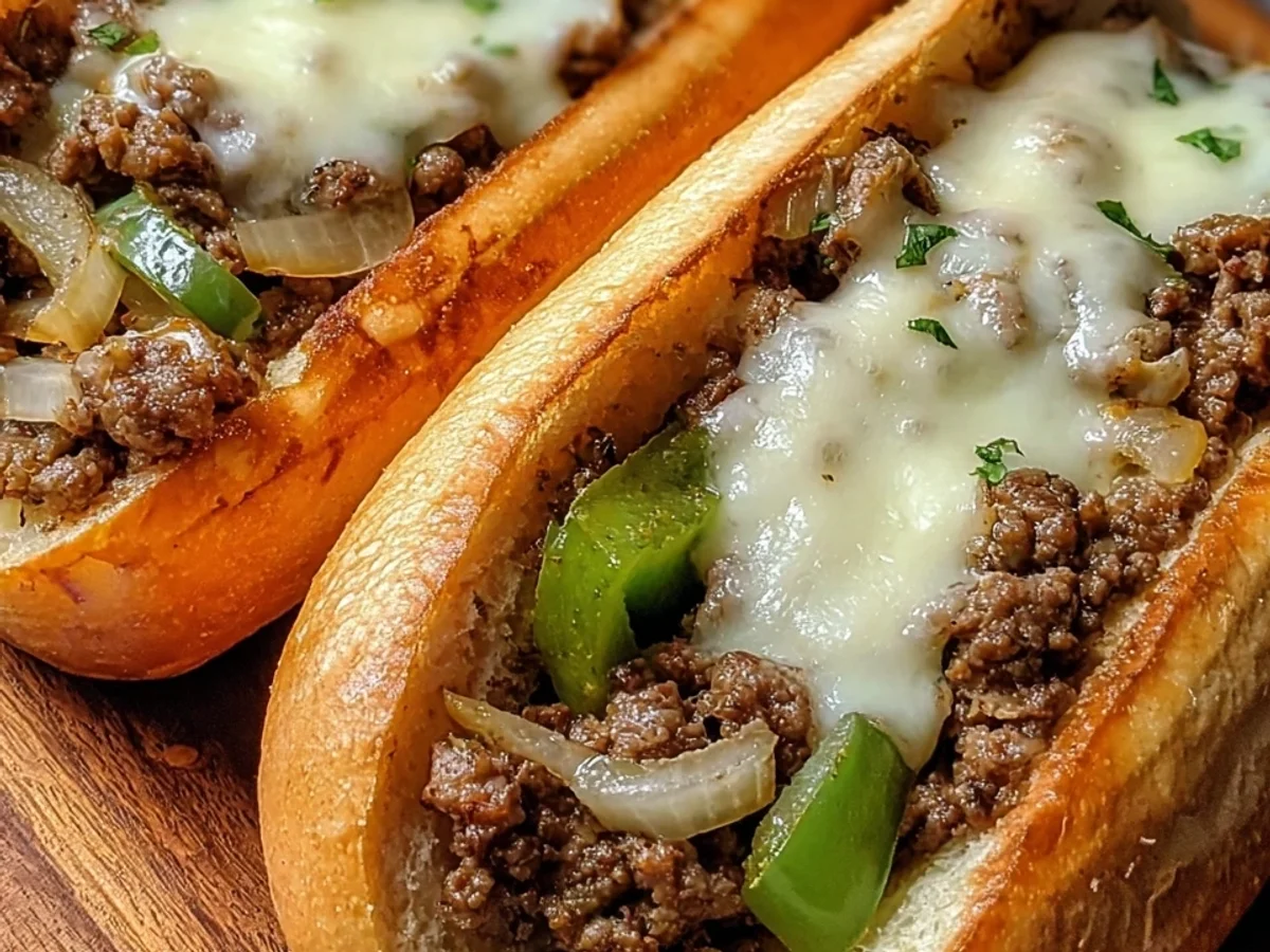 Hearty Ground Beef Philly Cheesesteaks Recipe - Featured Image