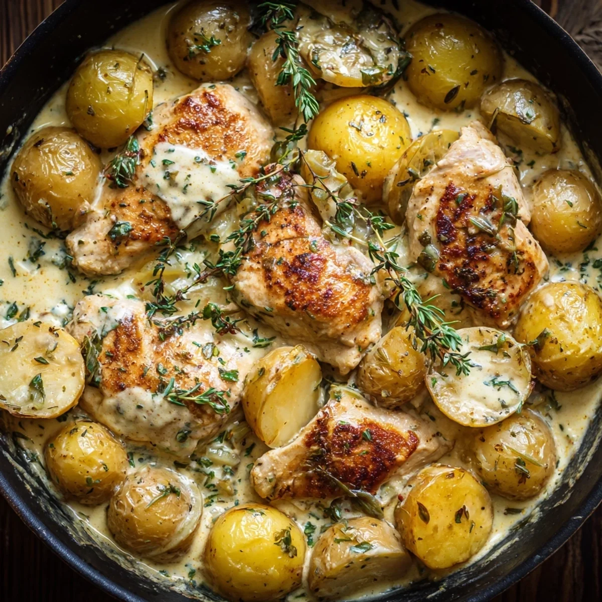 High-Protein Cheesy Garlic Chicken & Potatoes