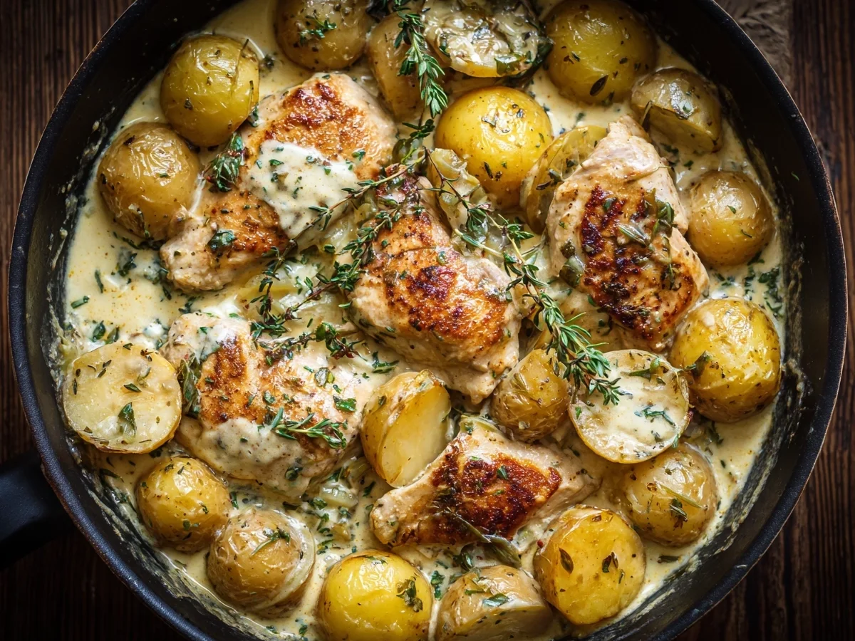 High-Protein Cheesy Garlic Chicken & Potatoes - Featured Image