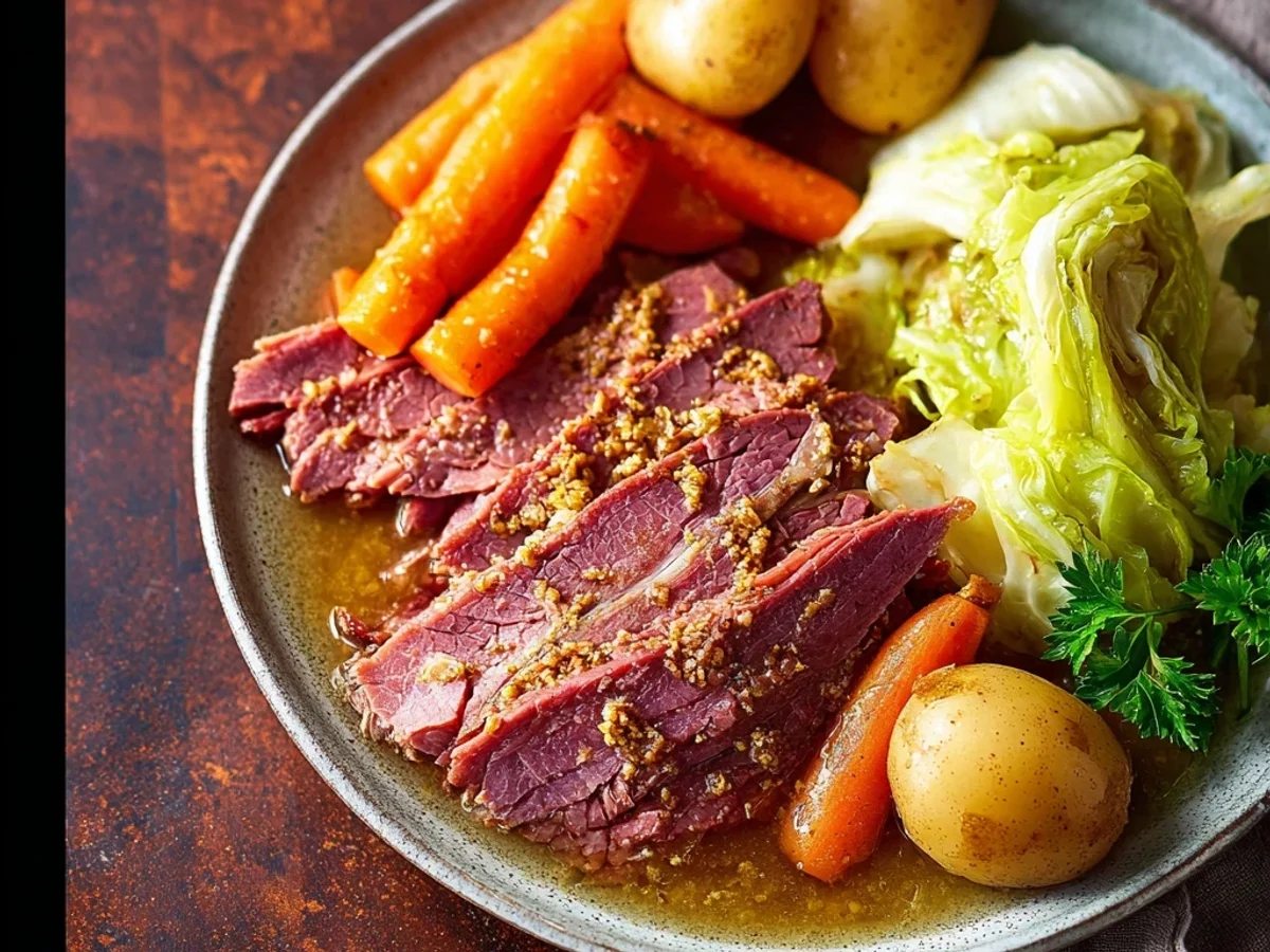 Homestyle Crockpot Corned Beef and Cabbage Recipe - Featured Image