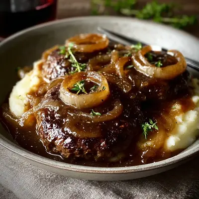 Homestyle Hamburger Steak with Onions and Gravy