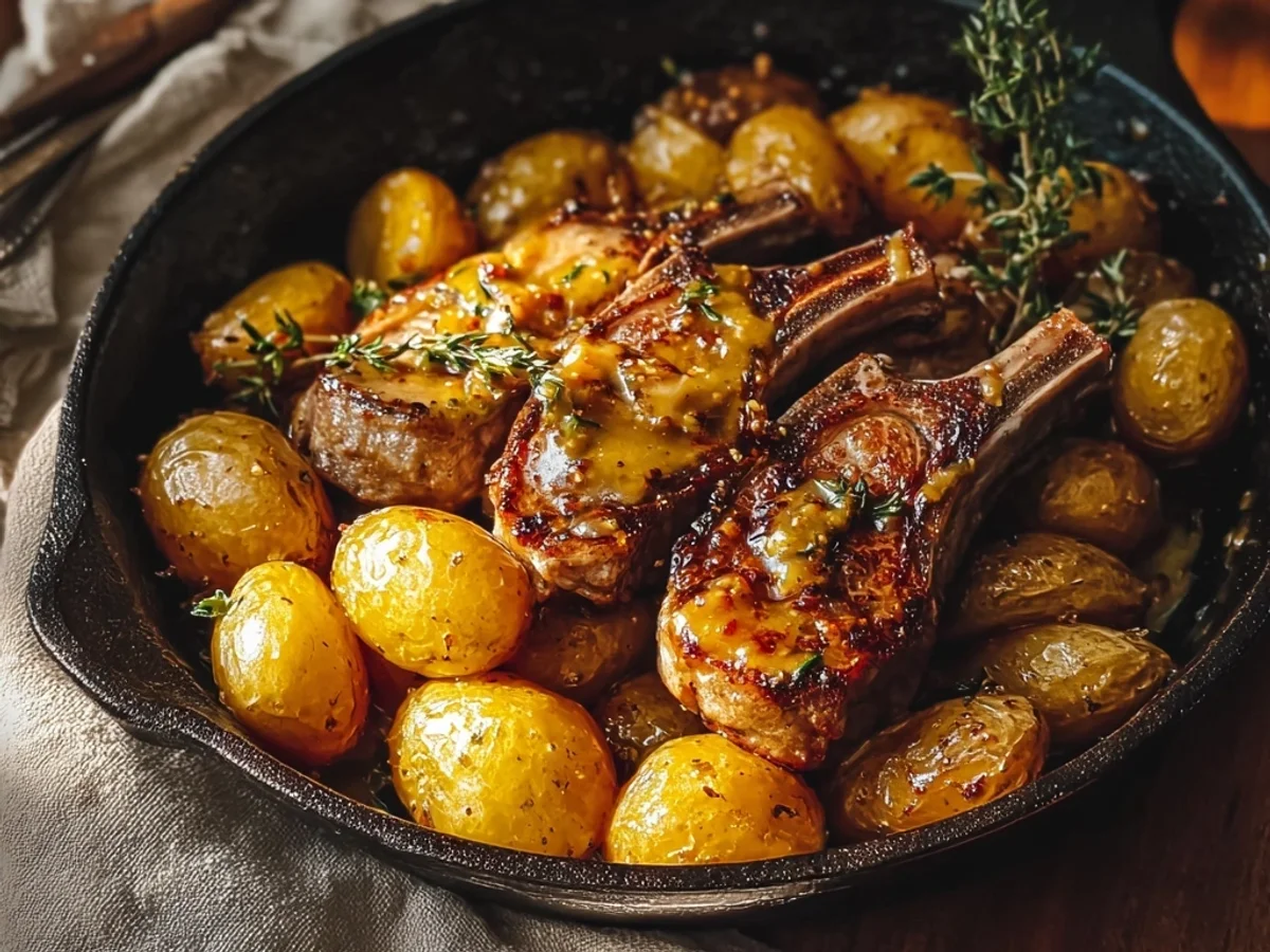 Honey Mustard Lamb Chops and Potatoes Skillet: Tender & Easy - Featured Image