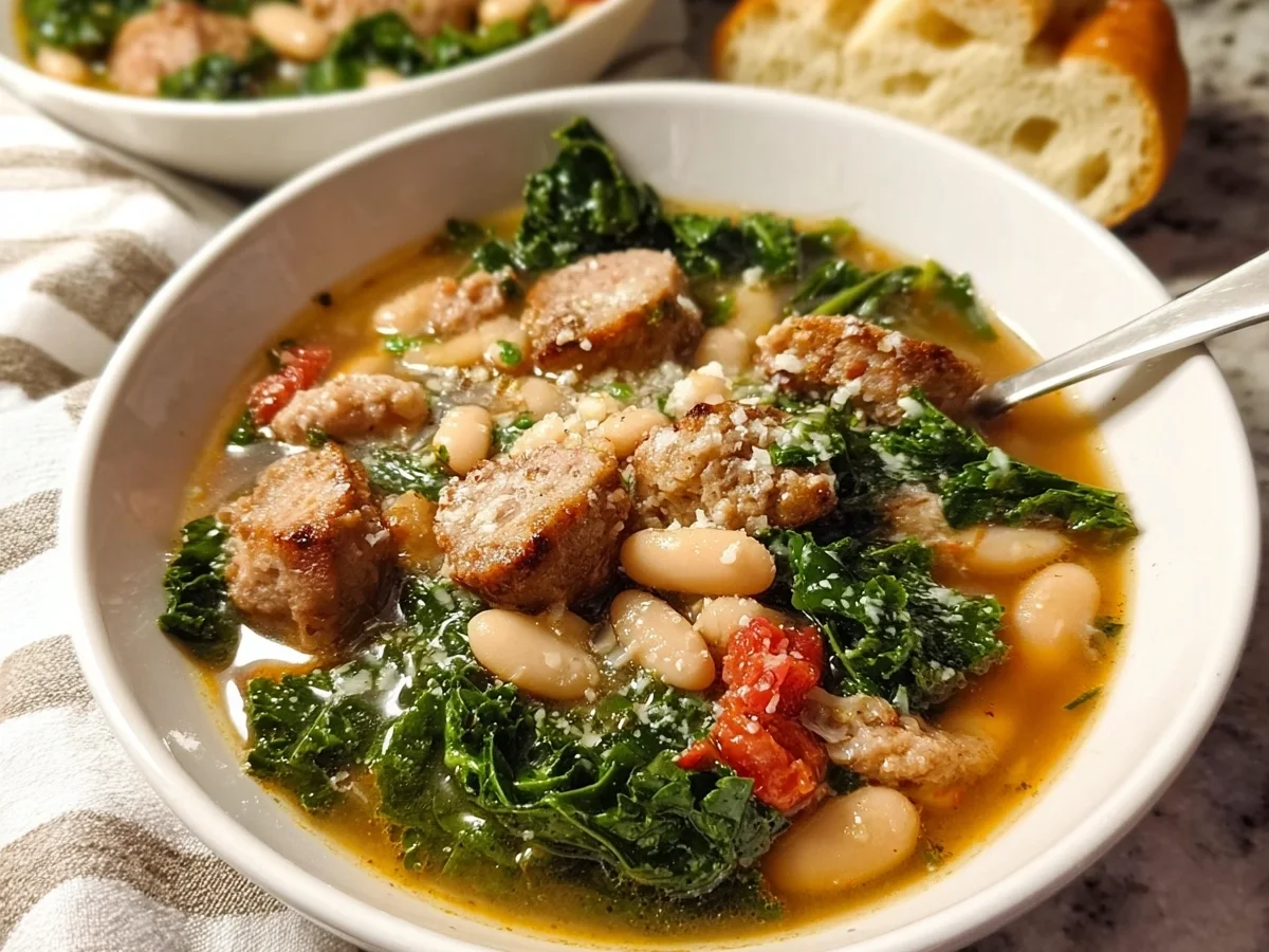 Kale Turkey Sausage White Bean Soup - Featured Image